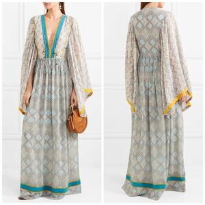 Talitha Women's Maghreb Pinted Silk-Georgette V-Neck Maxi Dress Size S NEW